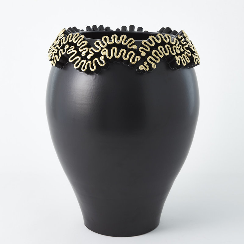 Global Views Black/Gold 24.5" Ceramic Floor Vase